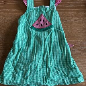 Stitchy Fish Green Gingham Watermelon Appliqué Sundress
